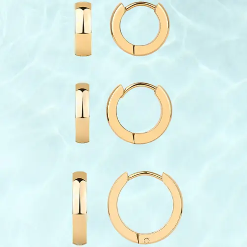 PAVOI Waterproof Hoop Earrings Set for Women - 14K Gold Plated Huggie Hoops Packs - Small, Thin, Chunky & Cascade Graduated - Dainty Stainless Steel Earrings