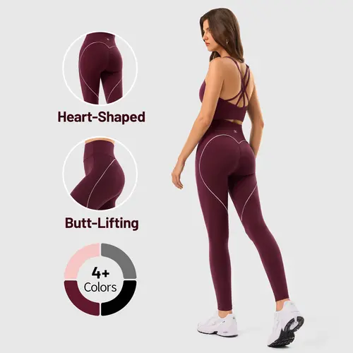 Flash Sale Inno Mint Heart Contour Design Butt Lifting No Front Seam High-Waisted Shaping Training Leggings with White Stitching for Women's Fitness, Casual & Gym