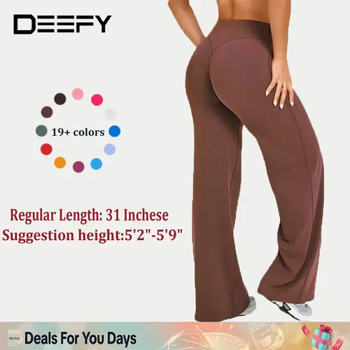 DEEFY SoftMotion Straight Leg Bottoms 31" Inseam Women's Breathable Workout Sportswear Gym Outdoor Yoga Pants - Stretch Tights Joggers Fitness Sports Wide Sweatpants Wide Leg Pants for Women Sav Wide Leg Pants #BackToSchool