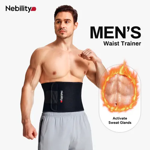 【Only M Size】 Nebility Men’s Waist Trainer – Adjustable Velcro Waist Trimmer with Core & Lumbar Support, Comfortable Compression for Workout, Posture & Training,fathersdaygift