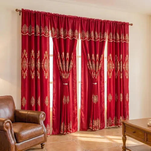 Luxury Double Layer Damask Embroidery Window Curtains - 4-Panel 52x84in Satin-Like Snow Voile Valance Curtains for Elegant Bedroom Home Decor QF01, Window Curtains Bedroom
