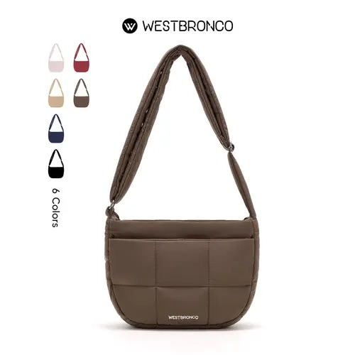[New In]WESTBRONCO Puffy Multi-pocket Zipper Messenger Bag for Women Gift Idea with Adjustable Strap Summer Trendy Chic Fashion Cute Shoulder Purses Casual Cute Style Everyday City  Elegant Commuter Crossbody Bag SummerSale BackToSchool, Fashionable Cross
