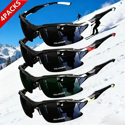 4 Packs Outdoor Polarized Sports Sunglasses for Travel Use Men and Women Windpro Ideal Baseball Running Fishing Golf and Driving Rimless Sun Protection Glasses Trends LED Lighted Witch Yard Stakes Day the Dead Decorations of Tablecloth Signed Friday 13th,