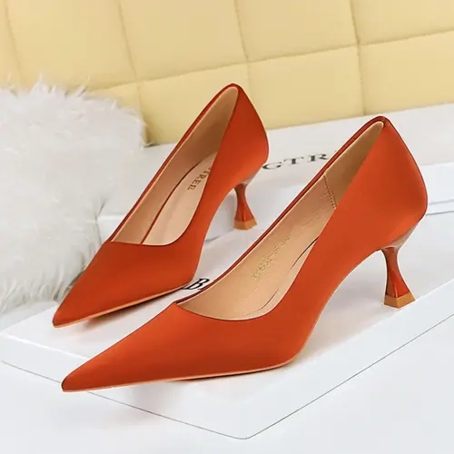 Elegant Satin Pointed Toe Stiletto Heels, High Heels, Classy Stiletto Heels, Elegant Heeled Shoes, Spring & Fall Commuter Shoes, Casual Style, Textile Material, Perfect for Work, Dates, Parties
