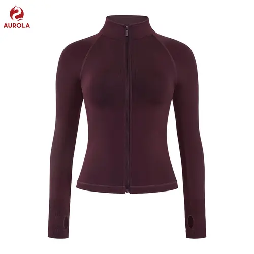 AUROLA Influence Athletic Workout Jacket for Women, Lightweight Slim Fit Full Zip Running Yoga Sports Jacket with Thumb Holes