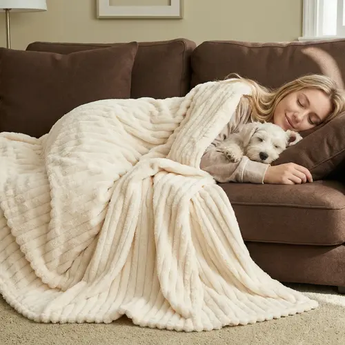 Raybee Cozy Aesthetic Ultra-Soft Cloud-Like Fleece Blanket - Wrinkle Resistant, Snug as a Bug in a Rug, for AC Chill Relief, Bed/Couch, Travel, Bestie/Garden Gift