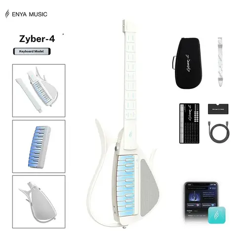 Enya CYBER-G Stringless Smart Guitar Chord Trainer - Compact, Futuristic, Modular, Foldable Travel Guitar for Dorms, App-Controlled Chords, Hundreds of Instrument Sounds, Built-In Speaker, Drum Machine, Quick-Learn for Beginners #backtoschool, Record Your