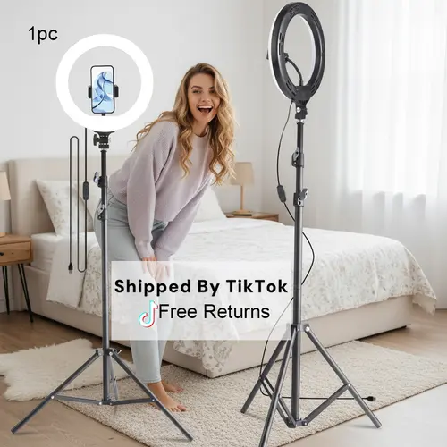 10"colour changing with Stand ,145cm/57" Foldable Tripod for Phone with Video Light, Phone Holder forVideo Recording, Live Streaming(YouTube, Instagram, TikTok)#ring light shade