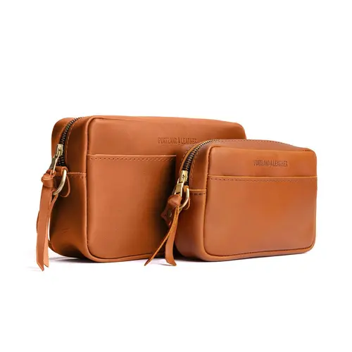 Portland Leather Camera Crossbody Bag - Real Leather Boxy Purse & Small Everyday Bag