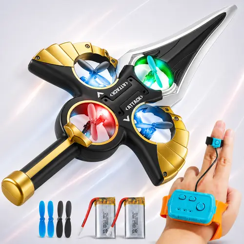 Flying Sword RC Drone Toy for Kids, Hand Gesture Control LED Light Up Hover Sword, USB Rechargeable Stunt Flying Toy with Remote Controller, Indoor Outdoor Gift for Boys Girls