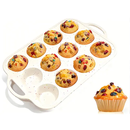 Silicone Muffin Pan with Metal Reinforced Frame, 12-Cup Regular or 24-Cup Mini Cupcake Pan, Nonstick Silicone Baking Mold for Oven, Cupcakes, Muffins, Egg Bites
