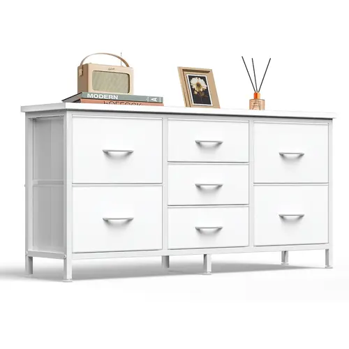 47" Width Multifunctional Modern Storage Dresser - 7-Drawer Fabric Chest with Metal Frame, Fits 55" TVs TV Stand, 7-Drawer Sorting Apartment Bedroom Storage Unit, Multifunctional Dresser, Apartment Storage Cabinet