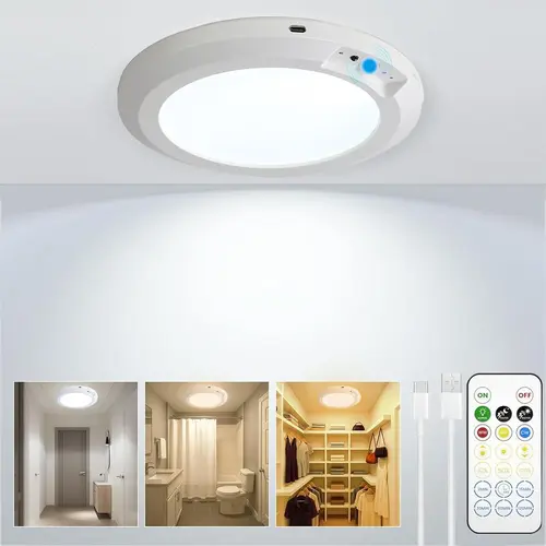Rechargeable Motion Sensor Ceiling Light with Remote - Magnetic Wireless Ceiling Light Battery Powered for Closet Shower Stairs Shed Hallway Porch Patio ect,fun decorative lights,#Summervibes
