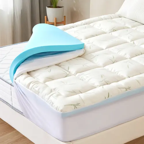 Mattress Topper,Dual Layer 4 Inch Memory Foam Mattress Topper - 2 Inch Gel Memory Foam and 2 Inch Down Alternative Pillow Top Mattress Pad Cover with 8-21 Inch Deep Pocket for Sleeping,dorm essentials,home decor