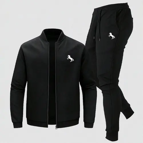 Men's 2-Piece Activewear Workout Set | Casual Knit Long-Sleeve Zip-Up Hoodie & Jogger Pants, 2 Piece Mens