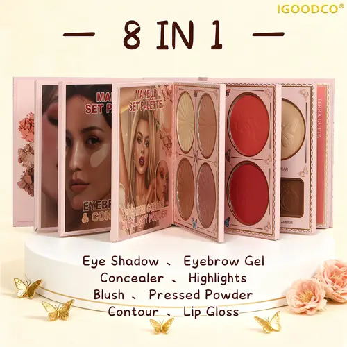 IGOODCO  55-Color Glossy Eyeshadow Palette (Model: IG3301) - High-Gloss Frosted Earth Tone, Multicolor Eyeshadow Makeup, Cosmetic Palette, Ideal Birthday Gift with Lip Glaze, Multicolor Eyeshadow Palette,summerwins,sunscreen