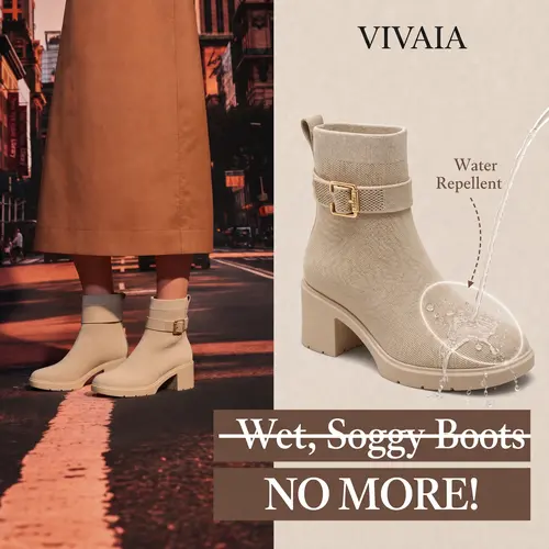 VIVAIA Women’s Square-Toe Heeled Ankle Boots, Water-Repellent Recycled Wool Block Heel Boots with Arch Support, Fall & Winter Boots (Gisella)