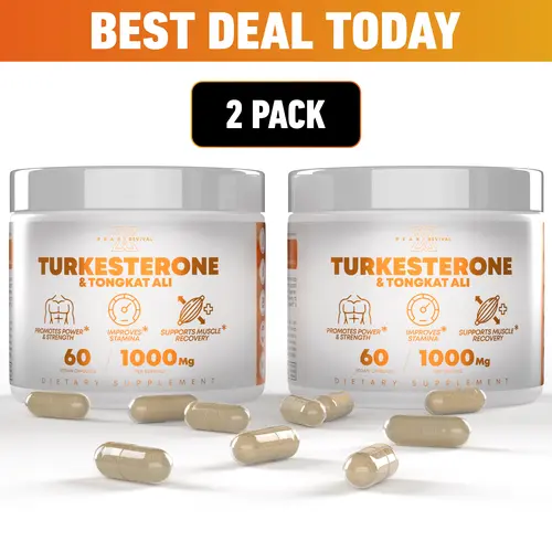 Peak Revival-X Turkesterone & Tongkat Ali Colostrum Dietary Supplement - 120 Capsules, 2-Month Supply, 1000mg per Serving - Non-GMO, Gluten-Free Healthcare Fitness, Sports Performance, Stamina, High Potency Bodybuilding Supplement, Healthcare Fitness Supp