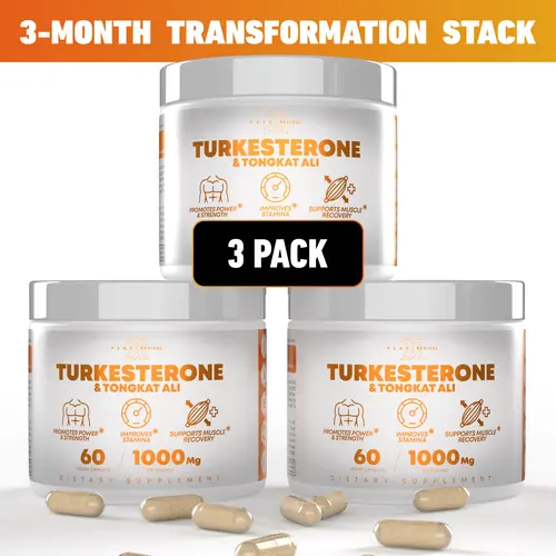 Peak Revival-X 3-Month Transformation Stack (3-Pack Value) - 1000mg Per Serving Turkesterone, Tongkat Ali, Milk Colostrum Botanicals Supplement, 60 Capsules, Non-GMO, Gluten-Free, Adult Fitness Performance Support