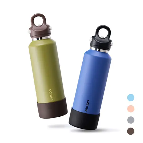 [Official] Carote 20oz Water Bottles, 2-Pack, One Click Open, Double-Wall Vacuum Insulated, 18/8 Stainless Steel, Dishwasher Safe, Portable for Hiking & Outdoor