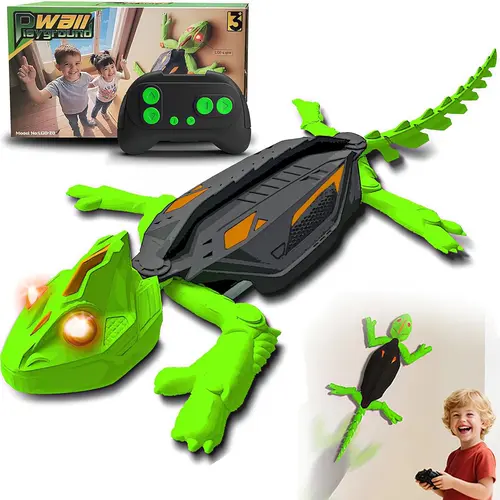 Tibibee Rechargeable RC Gecko Toy - Dual-Mode Unisex Kids' Item for Imaginative Play, Smooth Floor & Wall-Climb Movement, Vivid Glowing Eyes, Recharge & Play Gift for 3+ Years (Cool Summer Pick)
