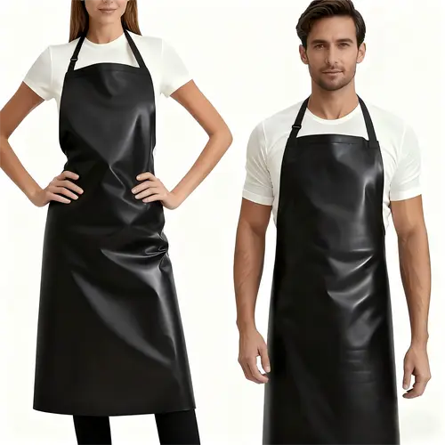 2 Pack Heavy-Duty Waterproof Rubber Vinyl Adjustable Bib Aprons for Adults - 40" Extra Long Chemical Resistant Industrial Bibs, Kitchen Cooking Aprons for Grill/Dishwash, Year-Round Use, Two Packs