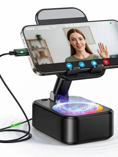 FUDUOO Wireless Bluetooth Speaker with Phone Stand, HD Surround Sound, Wireless Speaker with Adjustable & Foldable Phone Holder, 6H playback time, Compatible with iPhone/iPad/Samsung, etc.