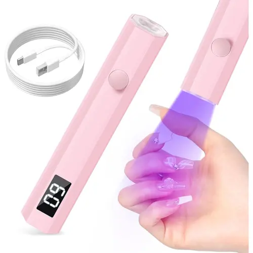 Compact Rechargeable Mini UV LED Gel Nail Lamp - Portable Curing & Drying Light with Digital Timer Display, USB-C Cable Included (No Wall Charger), Home Salon Manicure Nails Supplies, Ideal Gift for Friends
