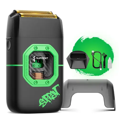 Suprent FANGS Vector Foil Shaver - 13000 RPM AI Controlled High Speed Motor - LED Light - Rechargeable Battery Barber Equipment - Men's Gift for TikTok Shop Back to School, Batteries, 13,000 Rpm,back to school,back to school haul