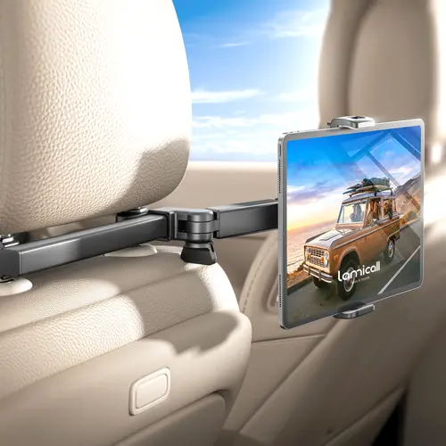 Lamicall Car Headrest Tablet Holder - 3-in-1 Adjustable Extension Arm Mount, Car Interior Accessory, Fits 4.7-11" Tablets iPad Galaxy Fire HD, Ideal for Kids Road Trips, Black, Stable & Comfortable, Comfortable Viewing Experience, tiktokshopblackfriday