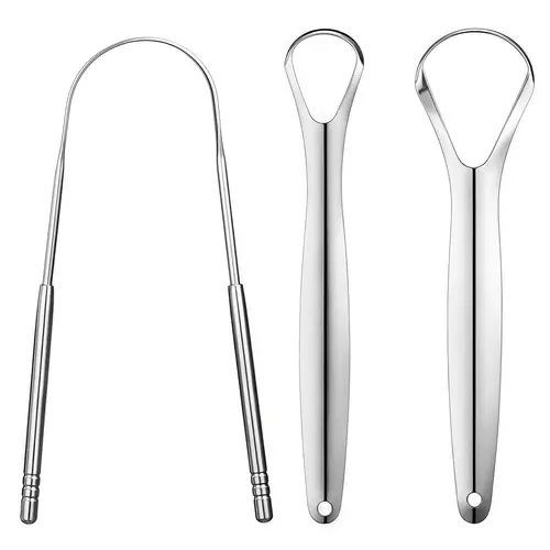 Stainless Steel Tongue Scraper, Adult Tongue Cleaner, Portable Tongue Cleaning Tool, tongue scraping tool, 3pcs Set, Oral Hygiene, Bad Breath Relief, Home & Travel Use, Oral Care Supplies, Oral Care Product