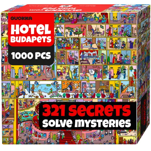 QUOKKA 1000 Piece Puzzle for Adults Hotel Wildeluxe Jigsaw Puzzles – Hidden Secrets & Audio Story – Premium Box Packaging – Extra Fun Challenges