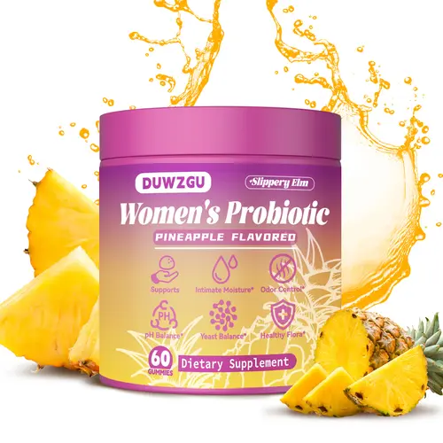 Feminine Probiotics Gummies- All in One Solution with Slippery Elm and Prebiotics&Lactobacillus Probiotic Blend for Women's pH Balance and Dryness - Pineapple Gummies