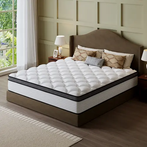 Five-story Design Comfortable Sleep Solution 10/12/14 Inch Queen King Twin Full Mattress with Individually Wrapped Pocket Springs in a Box for Optimal Support and Easy Transport