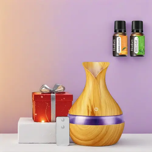 300ml Portable Electronic Humidifier with Remote Control, Aroma Function, 7-Color Glowing Nightlight & Automatic Off Switch for Bedroom Sleep Relaxation