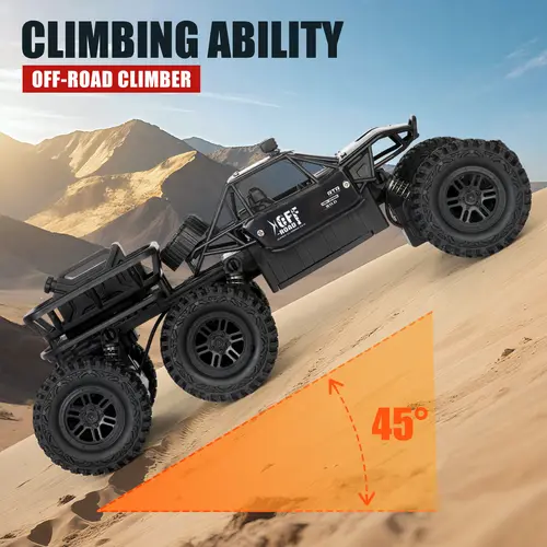 Unisex 6-Wheel Drive Remote Control Truck - Rechargeable RC Car with 4WD Rock Climbing, All-Terrain Play, Alloy Shell, LED Headlights, Spare Tire, Compact Size, Outdoor Fun Birthday Gift for Little Children