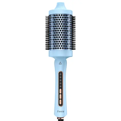 Farery 2.4" Large Barrel Thermal Brush Hair Styler, Heated Round Tool for Bouncy Curls & Bombshell Silky Straight Looks, 5 Heat Settings (280-420°F), Dual Voltage for Thermal Brush Blowout, Curling Tool, Diy Hair Styler