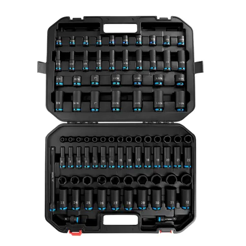 Black Canyon 1/2"-3/8" Drive Cr Mo Steel Impact Socket Set - 72/87-Piece, 1/2" 87-Piece SAE/Metric 6-Point Hex, Deep/Standard Sockets, Laser Etched Markings, 8–32Mm Range, Heavy Duty Case, Industrial Tools, Work Tools, Father's Day Gift
