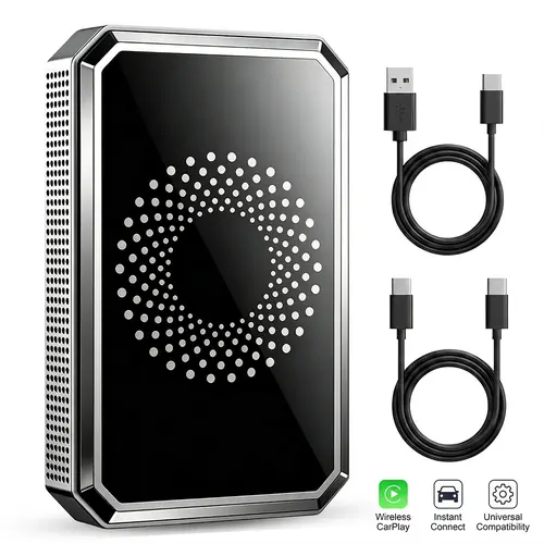 【BackToSchool】3-in-1 Wireless CarPlay Adapter Car Video Player, CarPlay Dongle Connectivity, Built-in Apps, Voice Control, Hands-Free, Voice-Guided Calls, Simple Setup, Plug & Play, Stream Movies & Shows, Fits Most Vehicles