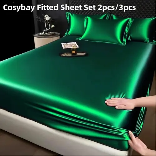 Cosybay Satin Bed Sheet Set (2pcs/3pcs Fitted Set with Pillowcase, Twin Size:1 Fitted +1 Pillowcase) - 6-16'' Deep Pocket, Silky Breathable Bedding, Cooling Sleep, Pressure Relief, Bedroom Decor (No Top/Flat Sheet) #halloweenfinds #tiktokshopbacktoschool,