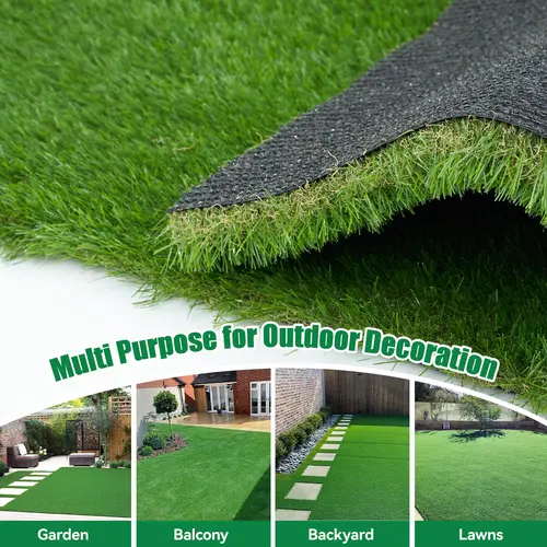 1.38" Artificial Grass Turf Lawn Mat for Pets - Realistic Synthetic Mat with Drainage Holes for Outdoor Use - Durable Rug for Dogs Cats & Festive Decor