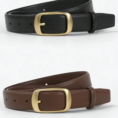 Women's PU Leather Fashion Belts with Small Metal Square Buckle, Casual Trendy Style, Suitable for Jeans, Pants, Coats & Dresses, All-Season