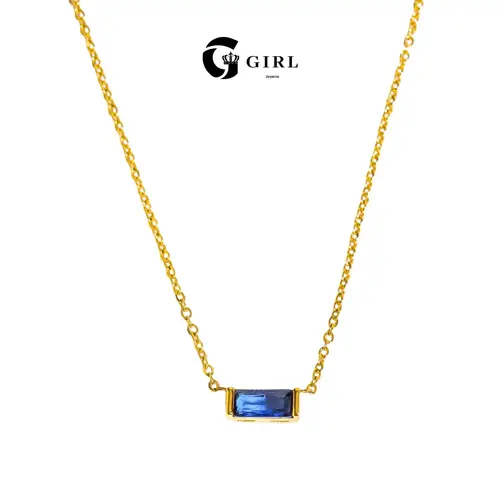 GGIRL Birthstone Necklace Minimalist Dainty Baguette Charm 18K Gold Plated Necklace Gemstone Jewelry, Fashion Jewelry Gifts for Holiday Birthdays Anniversaries Various Festivals Occasions