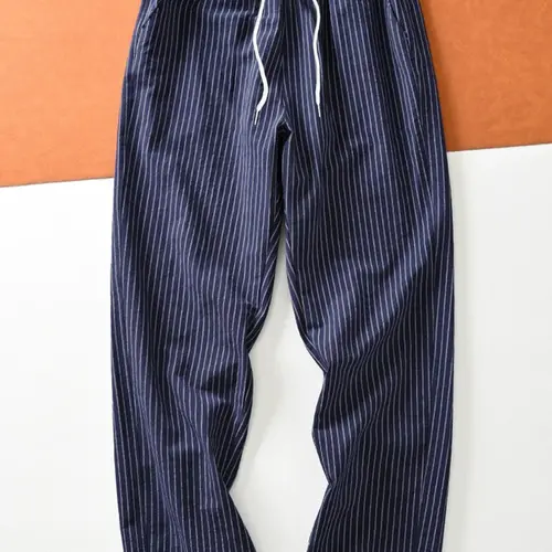 Men's Woven Striped Straight Leg Pants, Casual Comfy Sporty, Loose Sports Pants, Comfortable Sporty Trousers, Perfect for Daily Wear and Sports Activities, Athleisure Style Bottoms, Casual Sportswear