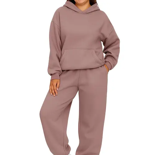 SPXTREME Women’s Oversized 2-Piece Tracksuit Set Fleece Hoodie and Sweatpants Matching Sweatsuit Cozy Fall Winter Fashion Loungewear Set Drop Shoulder Hoodie Kangaroo Pocket High Waist Drawstring Joggers Casual Y2K Streetwear Comfy Travel Airport Outfit o