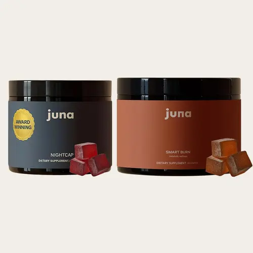 Juna Essential Gummy Duo - Sugar-Free Plant-Based Chewables, Edible Dietary Healthcare Supplement: 60-Count Smart Burn Gummies & 30-Count Nightcap Sleep Gummies for Restful Sleep, Metabolism Support