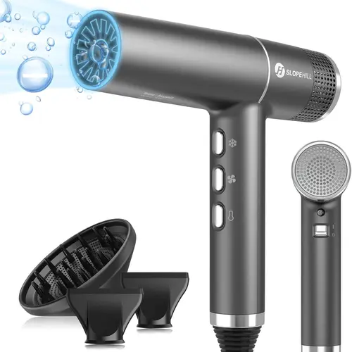 Slopehill Hair Dryer with Unique Brushless Motor | Intelligent Fault Diagnosis | Innovative Microfilter | Oxy Active Technology | Led Display (Grey) Holiday Gift MothersDayGift,summerwins,dorm essentials