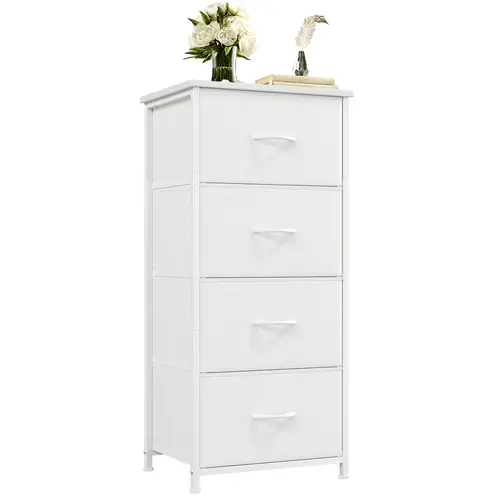 Somdot 4-Drawer Fabric Storage Tower with Wooden Top - Eco-Friendly Bedroom Dresser, Closet Organization Storage Organizer Unit for Bedroom, Closet, Clothes Drawers, Drawer Dresser Cabinet,dorm essentials,home decor