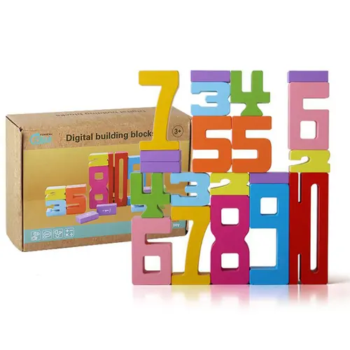 Hatwoo Wooden Number Puzzle Toy Set, Montessori Number Building Block Toy, Educational Logic Thinking Training Toy, Enhance Hands-On Skills Math Learning Toy- Christmas Birthday Gifts