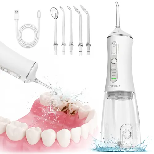 Cordless Oral Flosser, Teeth Cleaning Tools Plaque Remover, Powerful Portable Oral Irrigator, 50-Day Battery Life, IPX7 Waterproof, 5 Tips, 300ML Capacity, 4 Modes, Ideal for Braces & Gum Health, Cordless Oral Flossers,dorm essentials